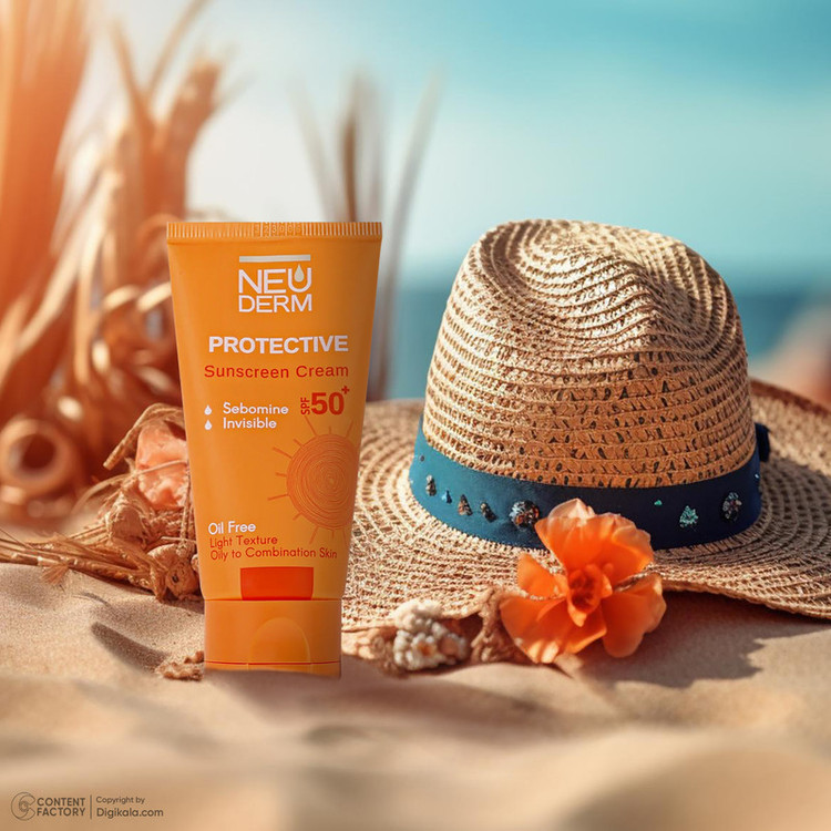 محصول نمونه تستی کرم ضدآفتاب بیرنگ نئودرم مدل Highly Protective SPF50، مناسب پوستهای چرب تا مختلط، حجم 50 میلیلیتر